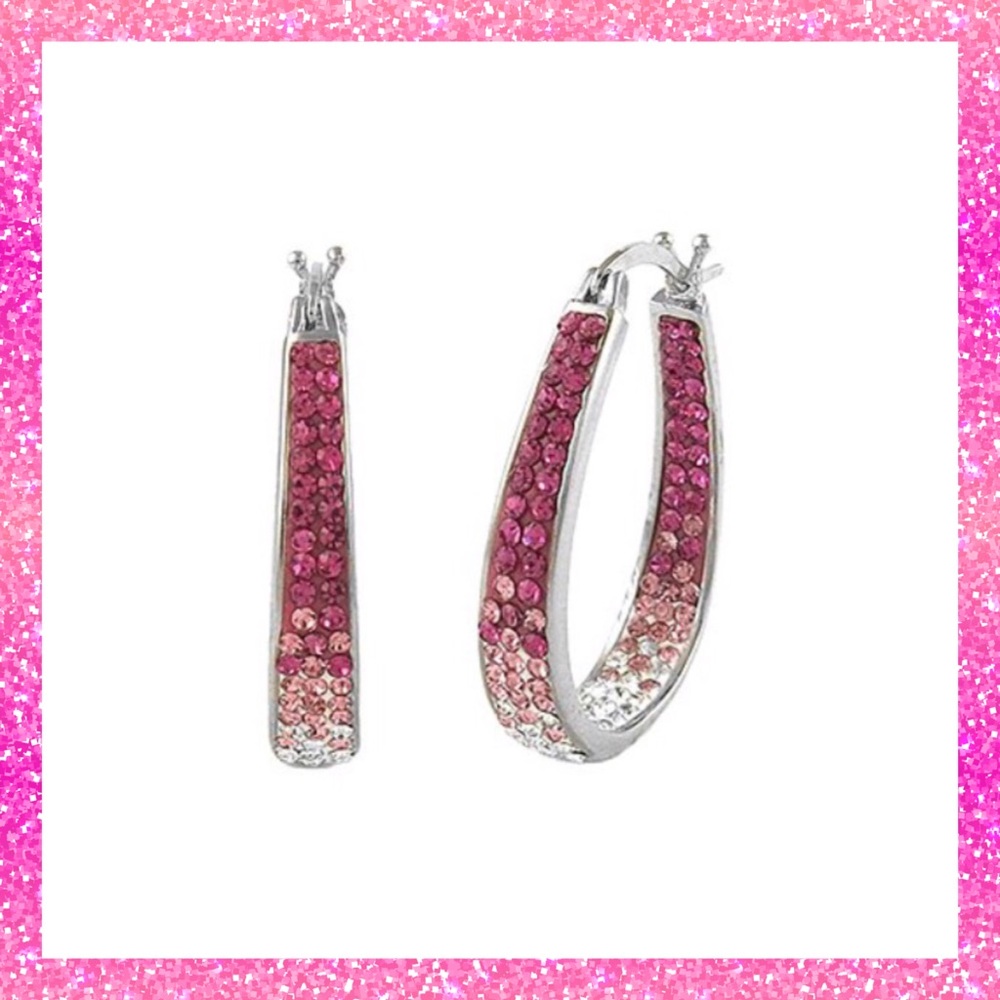 10$ OFF! Pink Swarovski & 18k white gold earrings